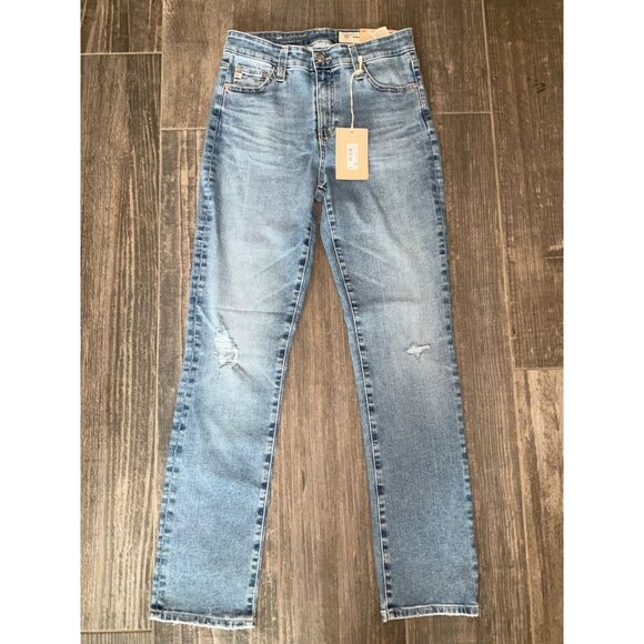 AG Adriano Goldschmied Mari High Rise Straight Leg Jeans Womens Size 28 Distress - Picture 2 of 5